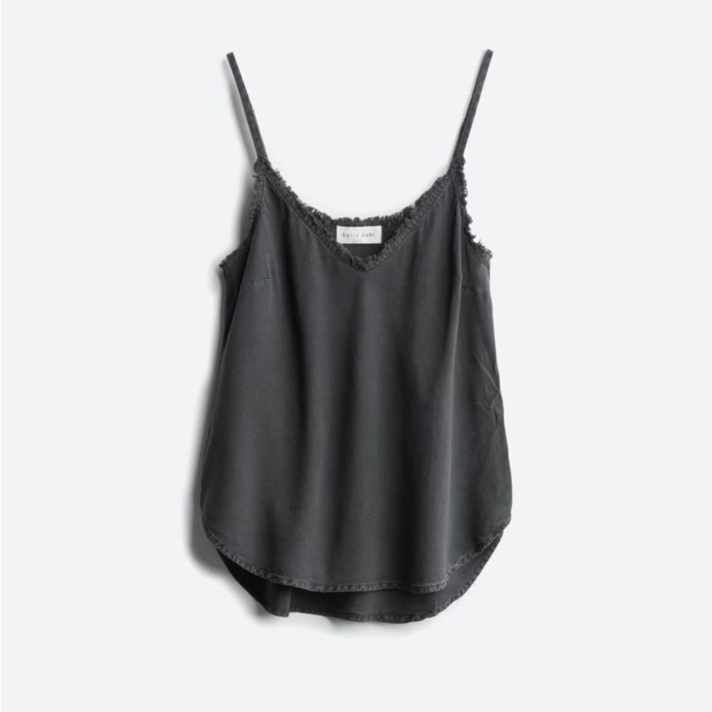 Bella Dahl Nicoletta Frayed Hem Top Cami in dark grey size L